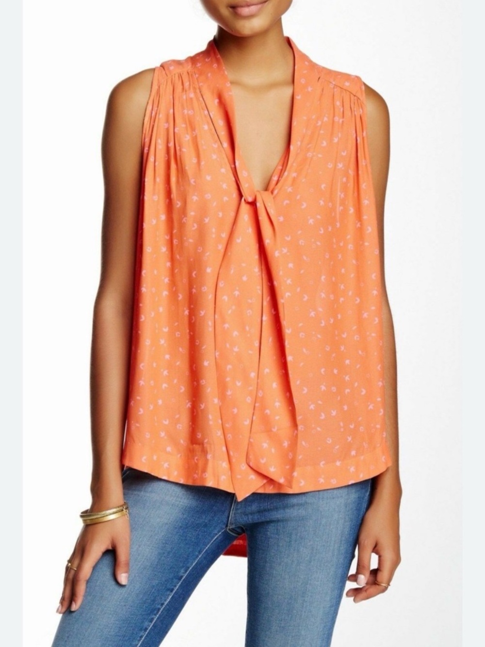 Free People Sleeveless Blouse Coral Tie Front
Neck S